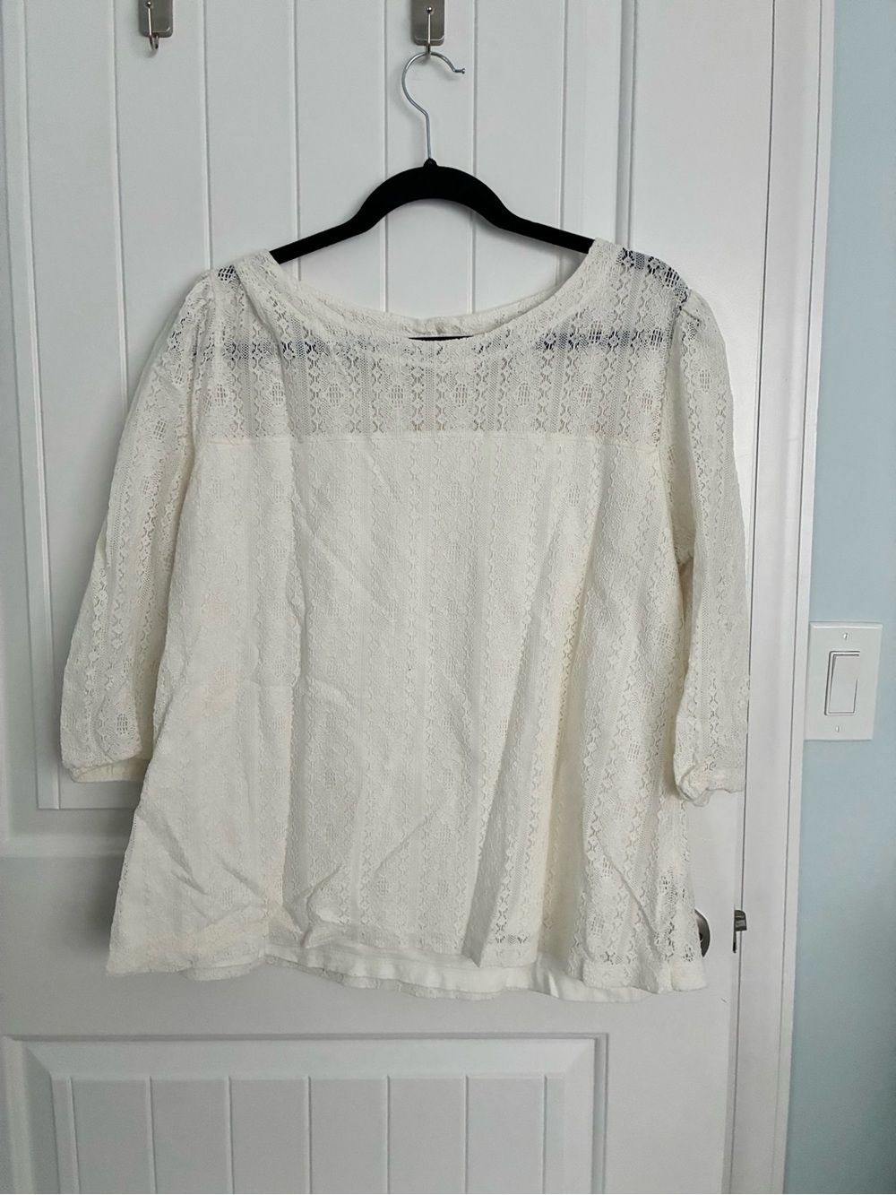 Fat Face Cream Lace Boatneck Blouse